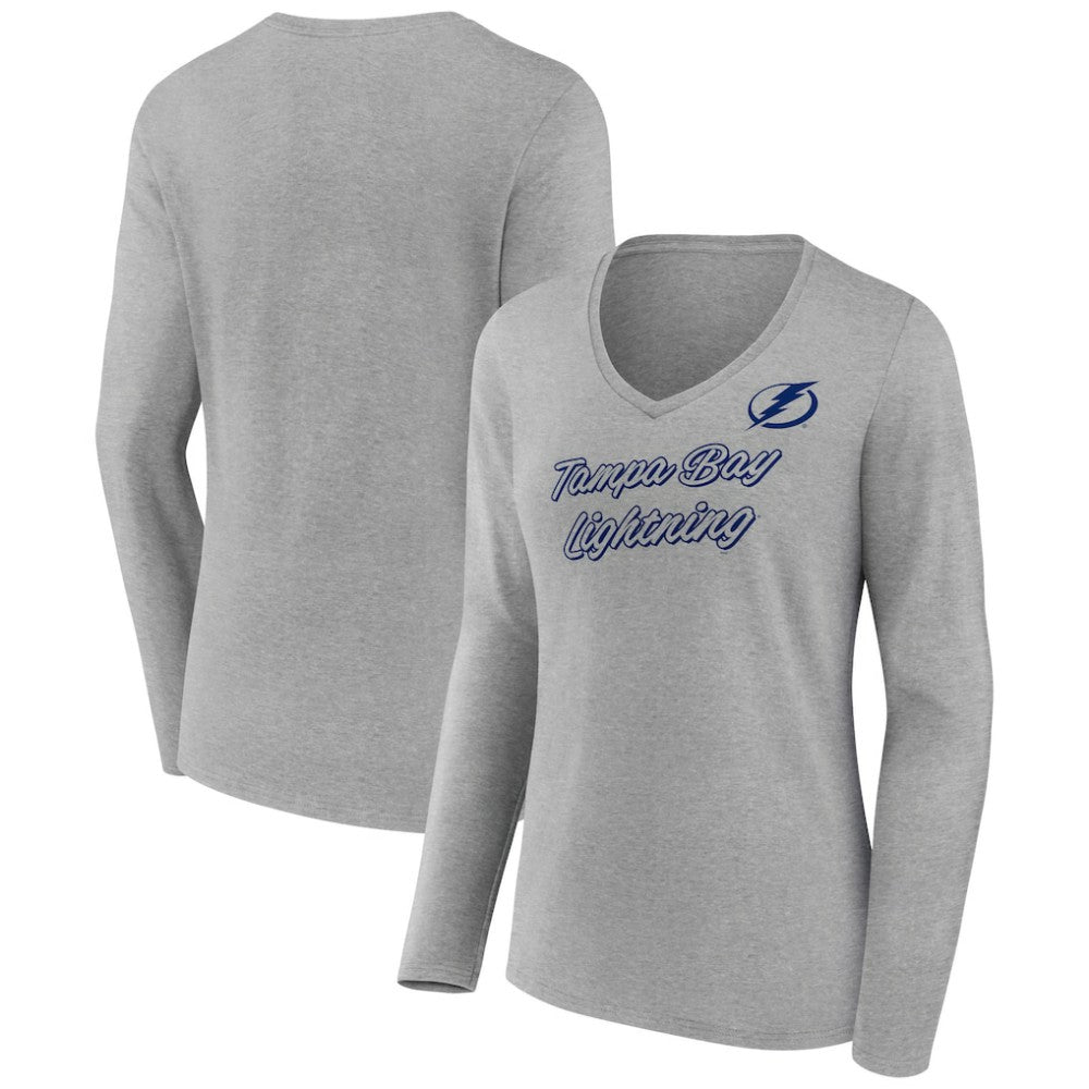 Tampa Bay Lightning - Women's Forge Long Sleeve V-Neck T-Shirt Heathered Gray