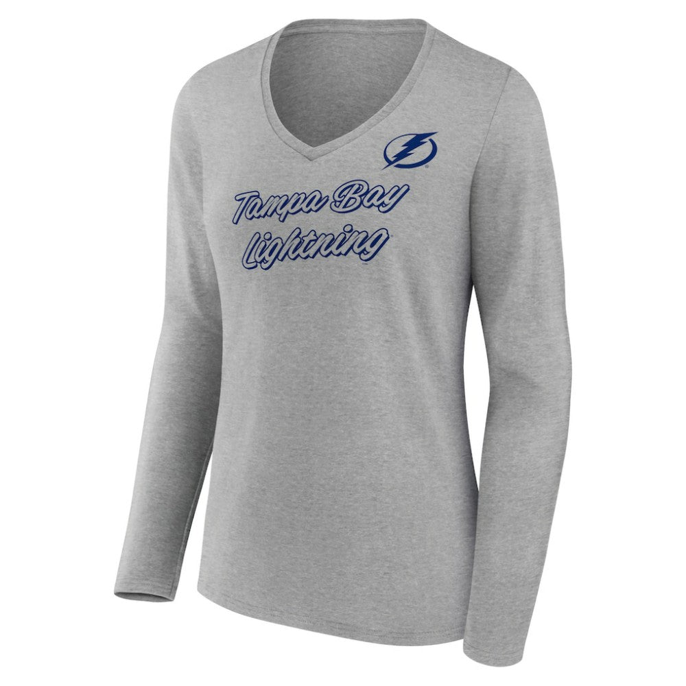 Tampa Bay Lightning - Women's Forge Long Sleeve V-Neck T-Shirt Heathered Gray