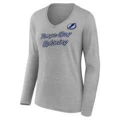 Tampa Bay Lightning - Women's Forge Long Sleeve V-Neck T-Shirt Heathered Gray