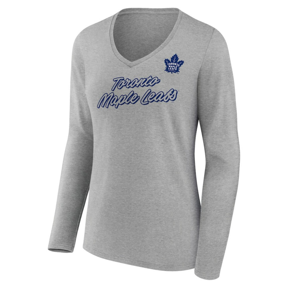 Toronto Maple Leafs - Women's Forge Long Sleeve V-Neck T-Shirt Heathered Gray