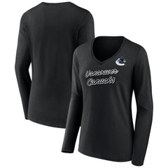 Vancouver Canucks - Women's Forge Long Sleeve V-Neck T-Shirt Black