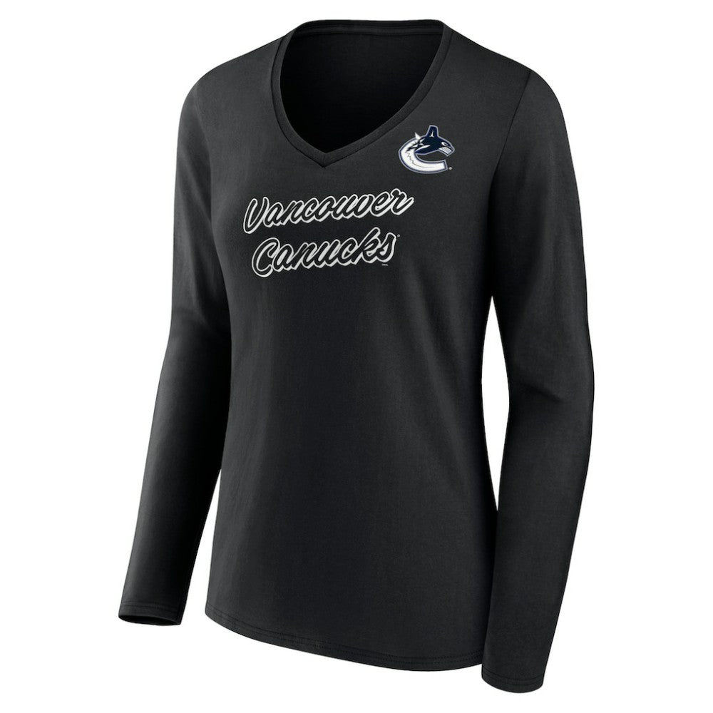 Vancouver Canucks - Women's Forge Long Sleeve V-Neck T-Shirt Black