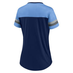 Tennessee Titans Women's Blitz & Glam Lace-Up V-Neck Jersey T-Shirt Navy/Light Blue - Fanatics
