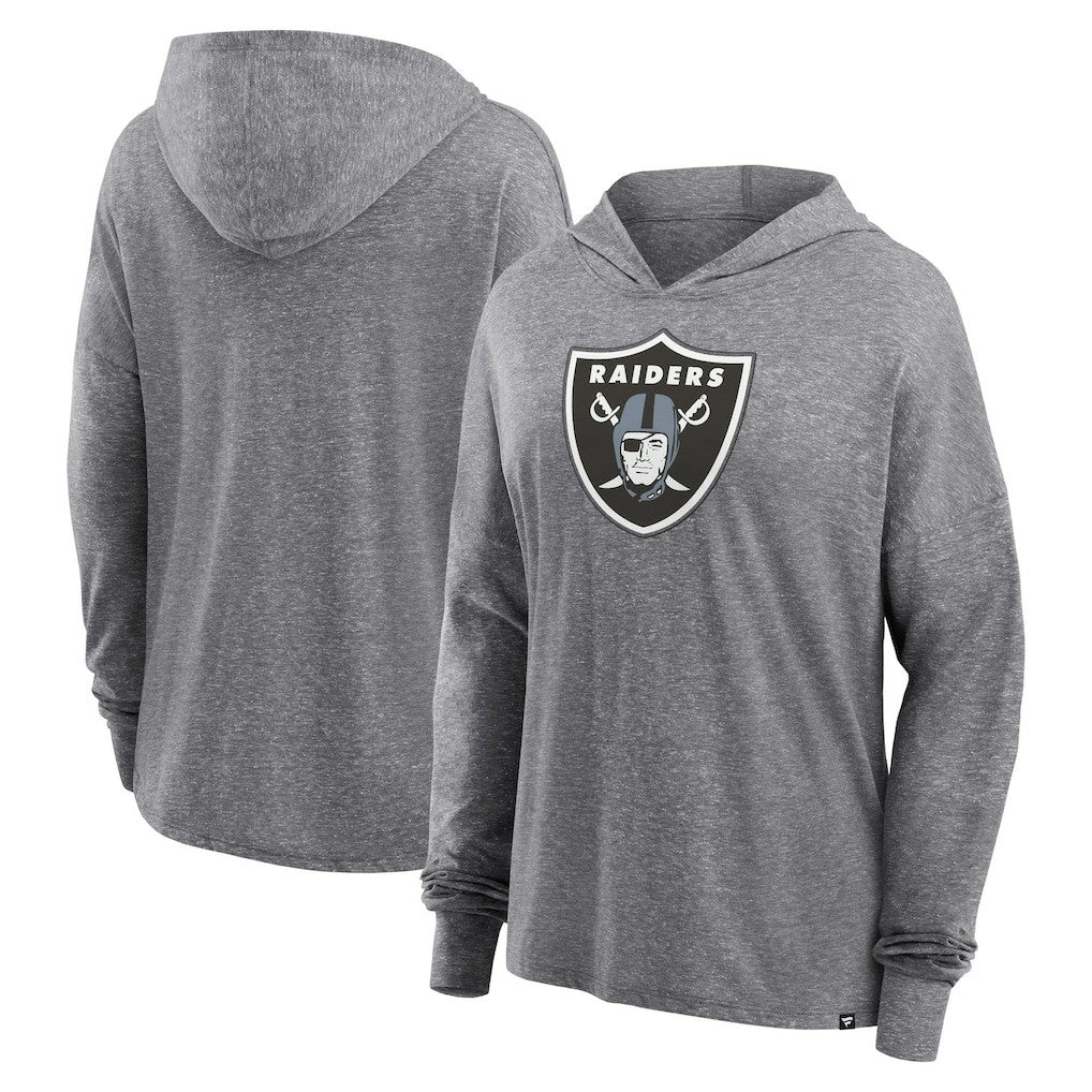 Las Vegas Raiders Women's Cozy Primary Pullover Hoodie Heather Gray - Fanatics