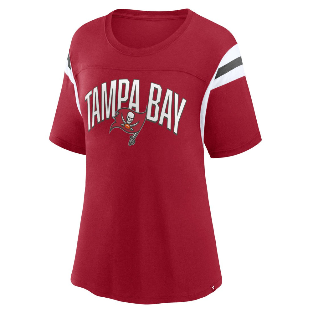 Tampa Bay Buccaneers Women's Earned Stripes T-Shirt Red - Fanatics