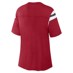 Tampa Bay Buccaneers Women's Earned Stripes T-Shirt Red - Fanatics