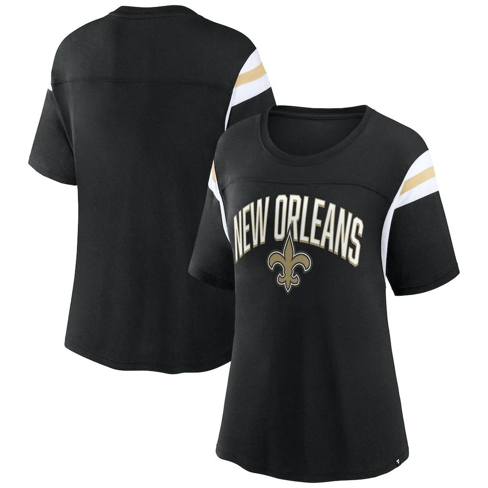 New Orleans Saints Women's Earned Stripes T-Shirt Black - Fanatics