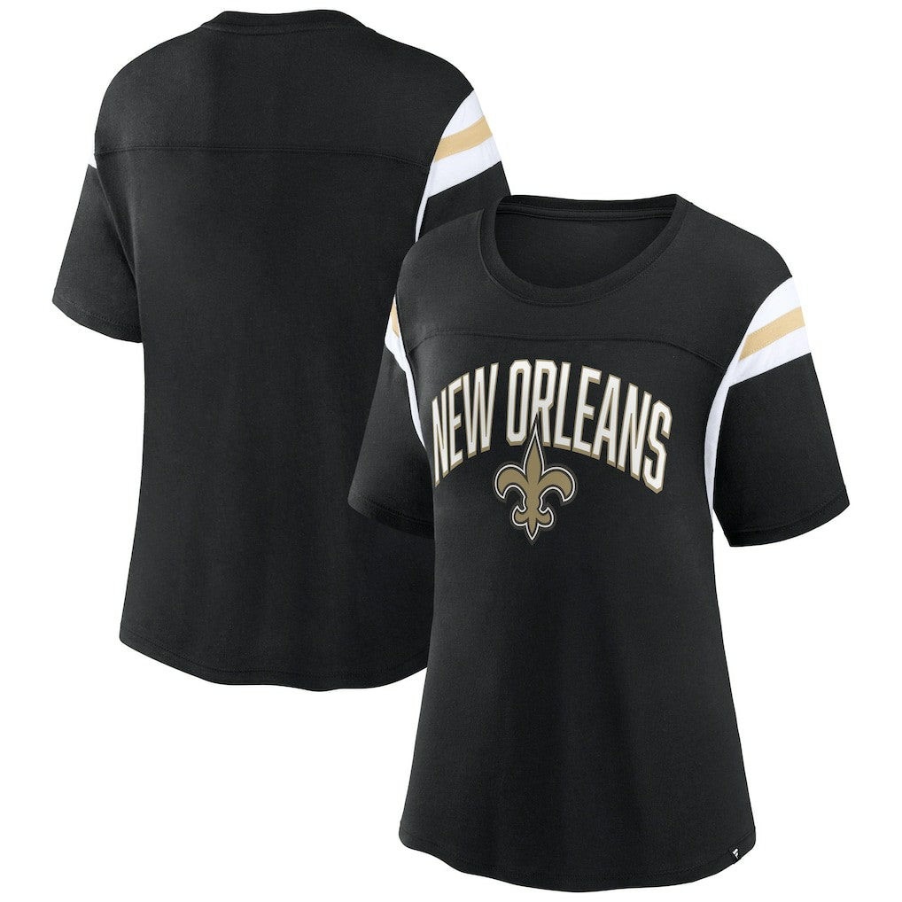 New Orleans Saints Women's Earned Stripes T-Shirt Black - Fanatics