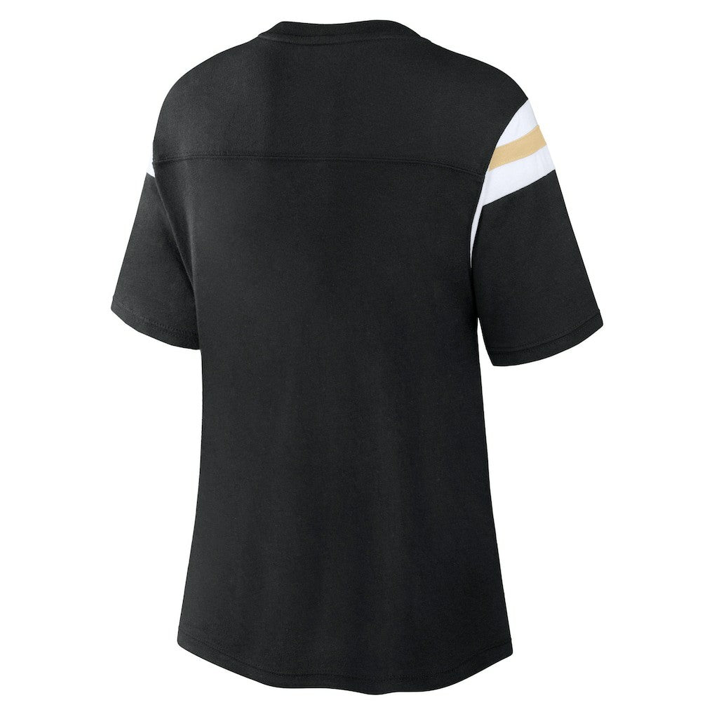 New Orleans Saints Women's Earned Stripes T-Shirt Black - Fanatics