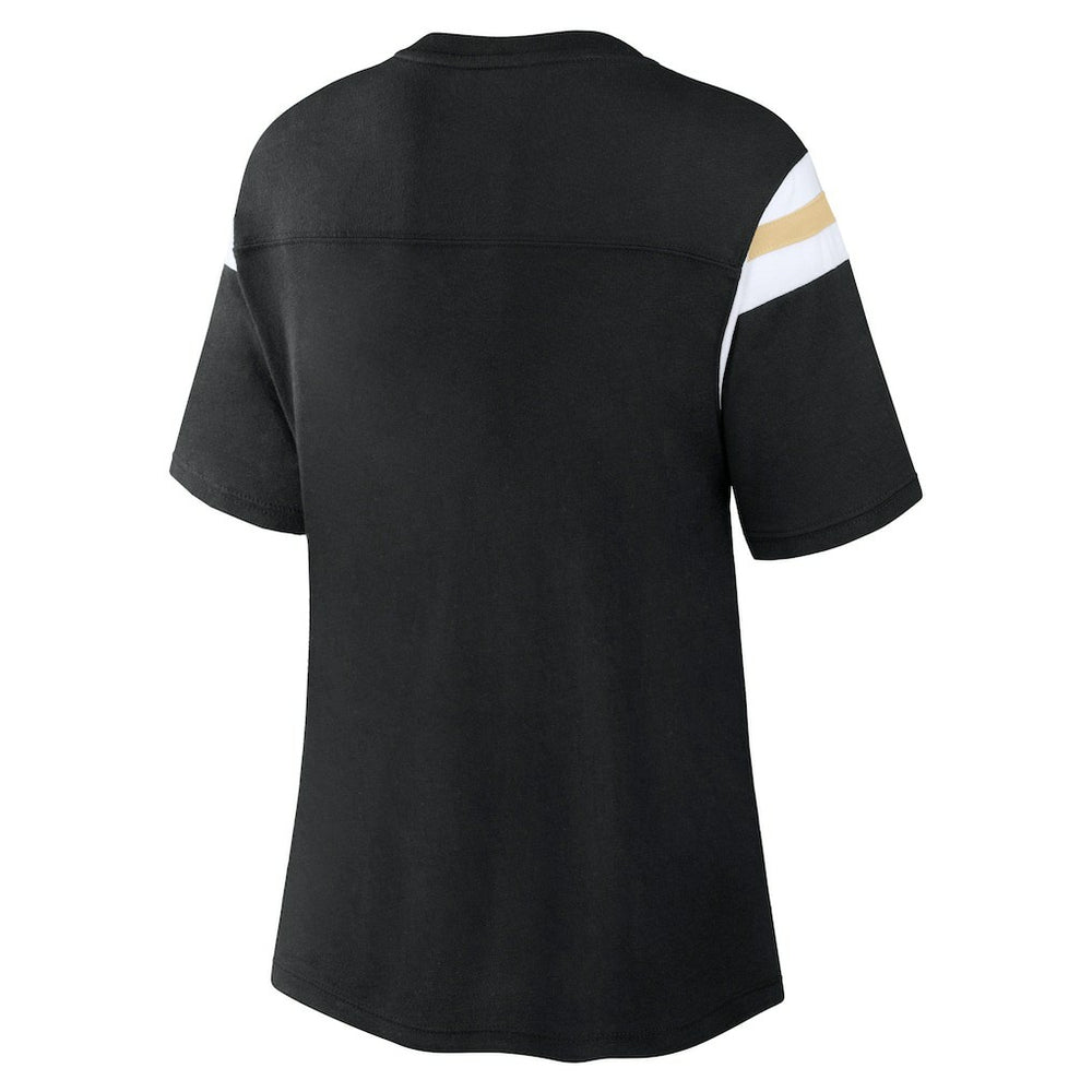New Orleans Saints Women's Earned Stripes T-Shirt Black - Fanatics