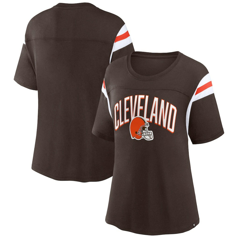 Cleveland Browns Women's Earned Stripes T-Shirt Brown - Fanatics