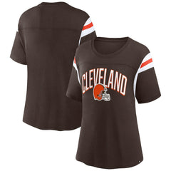 Cleveland Browns Women's Earned Stripes T-Shirt Brown - Fanatics