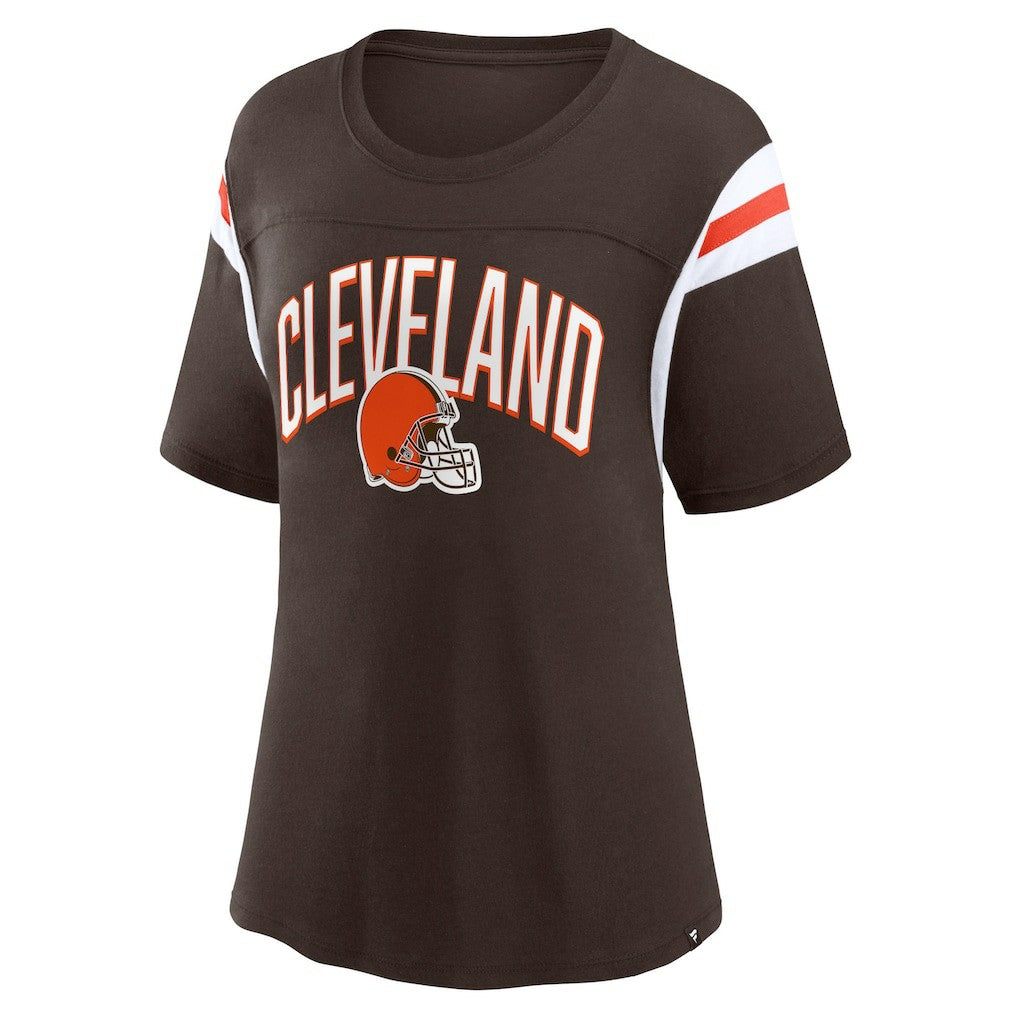 Cleveland Browns Women's Earned Stripes T-Shirt Brown - Fanatics