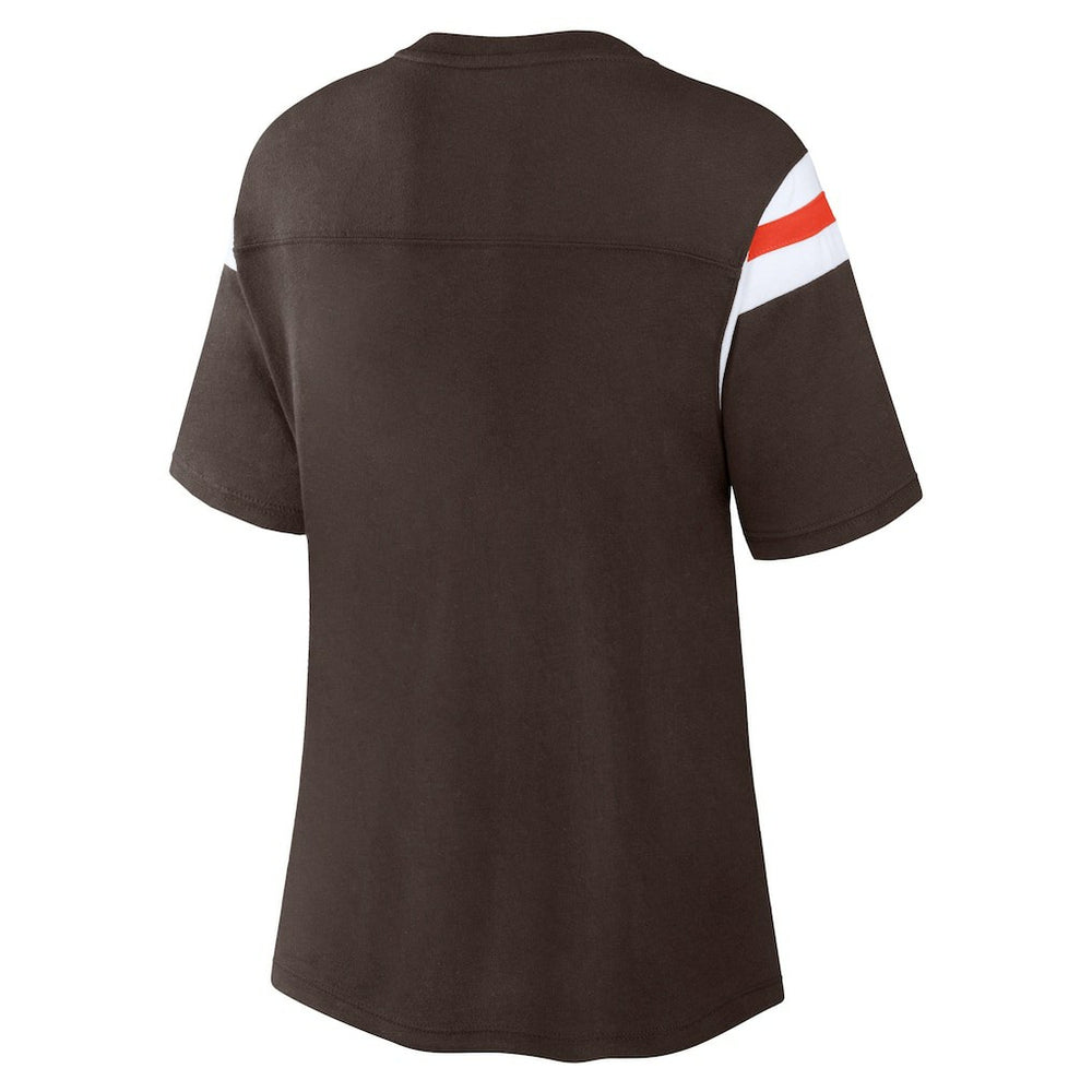 Cleveland Browns Women's Earned Stripes T-Shirt Brown - Fanatics