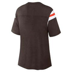 Cleveland Browns Women's Earned Stripes T-Shirt Brown - Fanatics