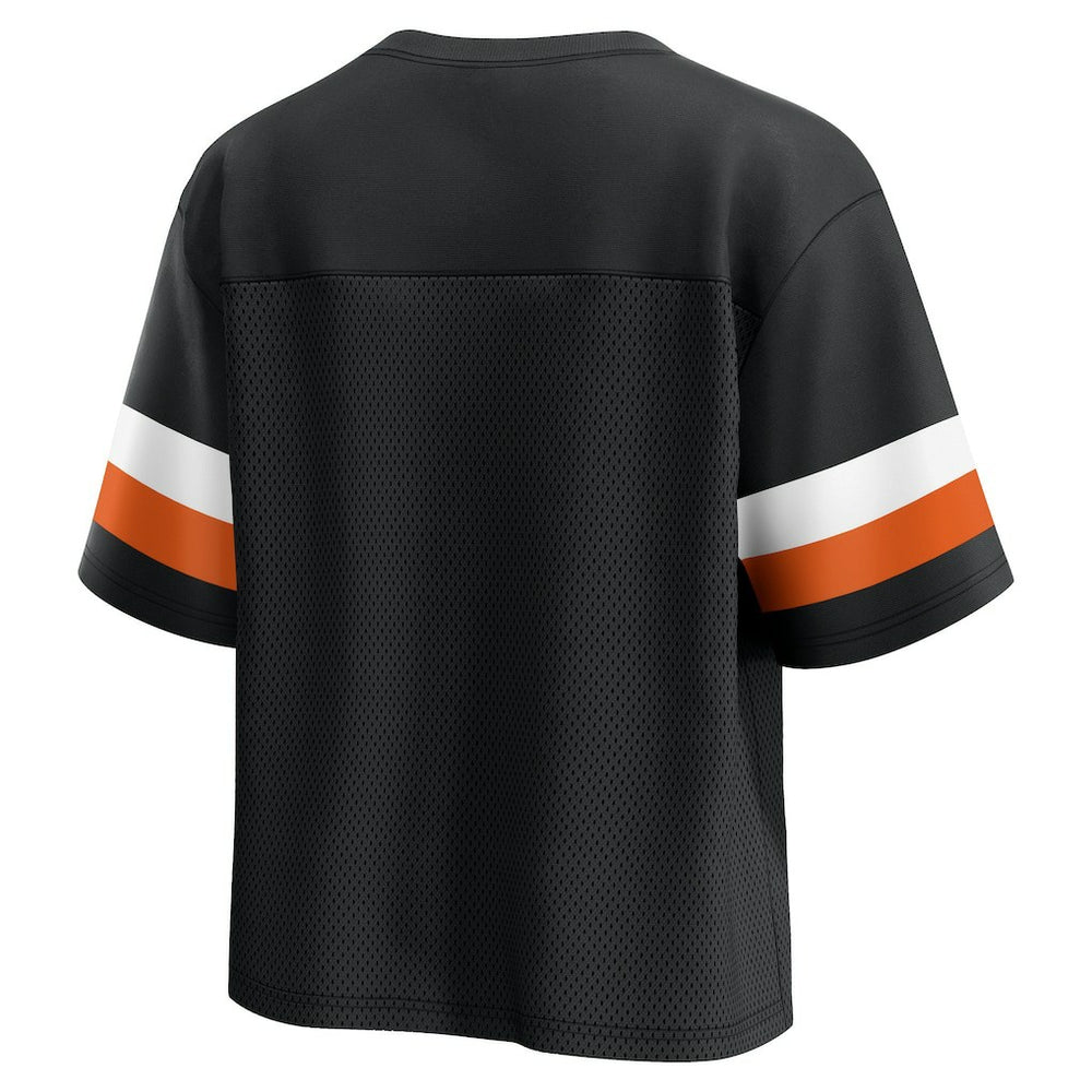 Cincinnati Bengals Women's Established Jersey Cropped V-Neck T-Shirt Black - Fanatics
