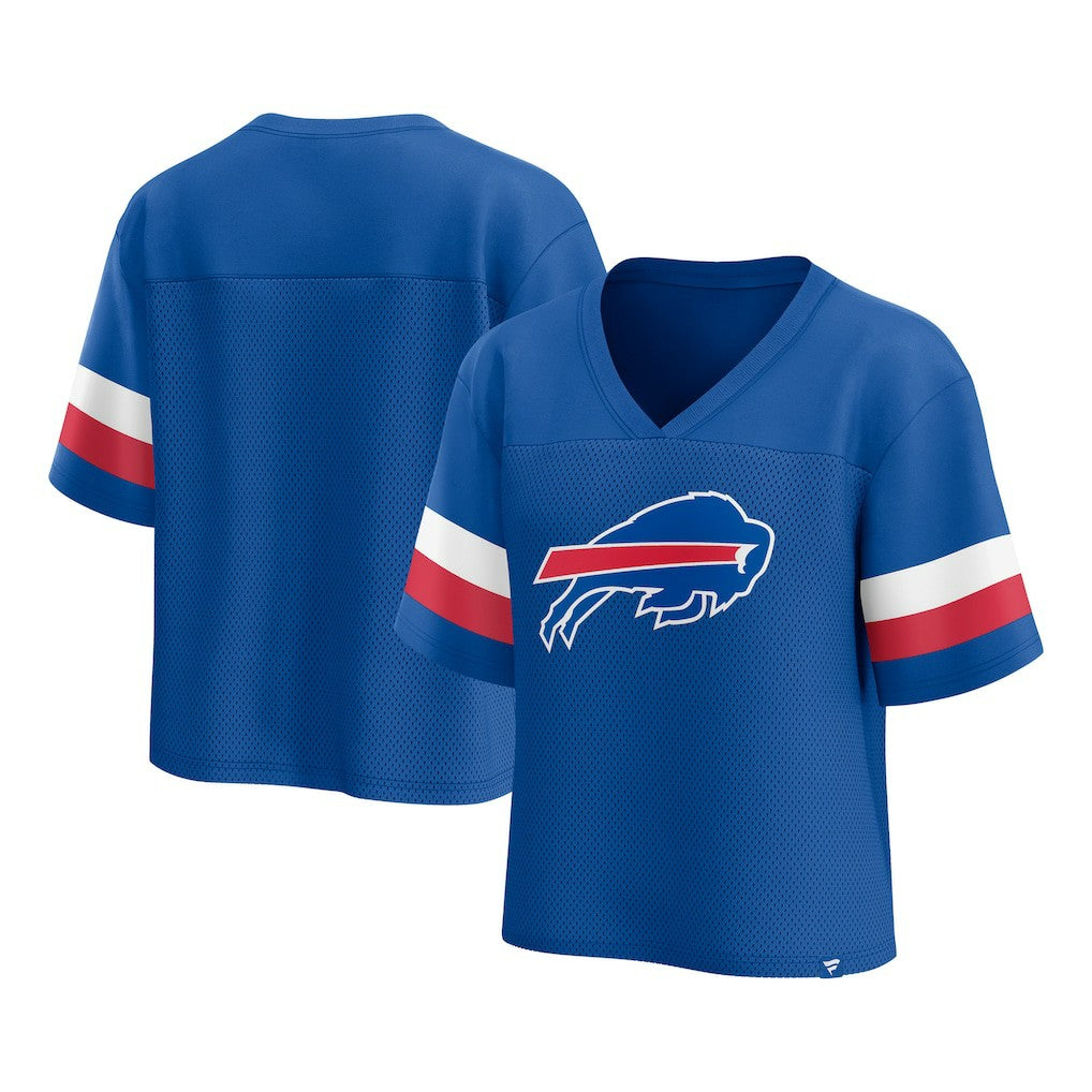 Buffalo Bills Women's Established Jersey Cropped V-Neck T-Shirt Royal - Fanatics