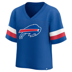 Buffalo Bills Women's Established Jersey Cropped V-Neck T-Shirt Royal - Fanatics