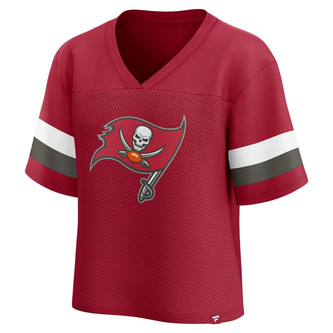 Tampa Bay Buccaneers Women's Established Jersey Cropped V-Neck T-Shirt Red - Fanatics