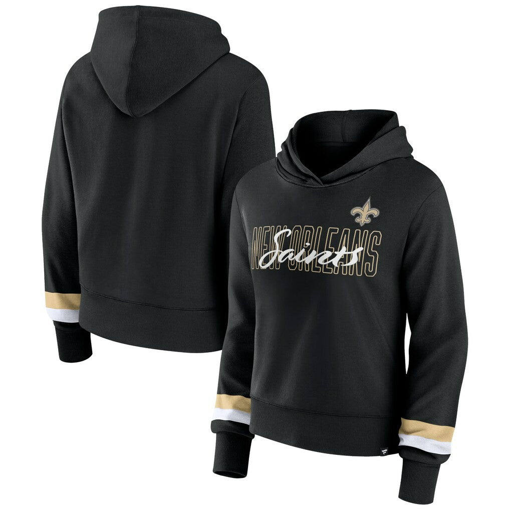 New Orleans Saints Women's Over Under Pullover Hoodie Black - Fanatics