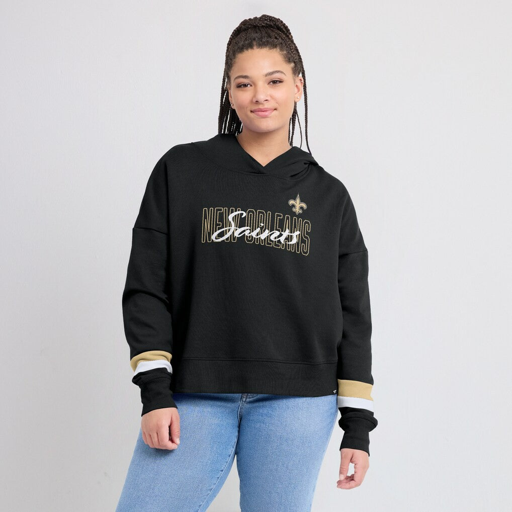New Orleans Saints Women's Over Under Pullover Hoodie Black - Fanatics