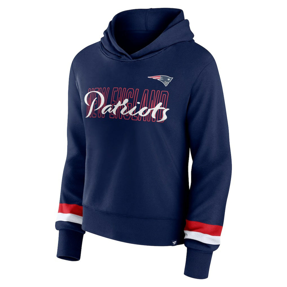 New England Patriots Women's Over Under Pullover Hoodie Navy - Fanatics