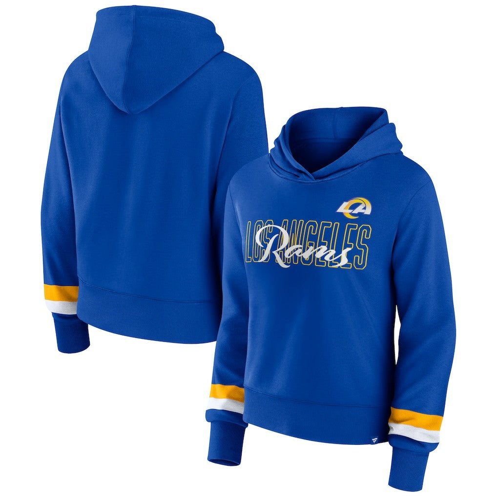 Los Angeles Rams Women's Over Under Pullover Hoodie Royal - Fanatics