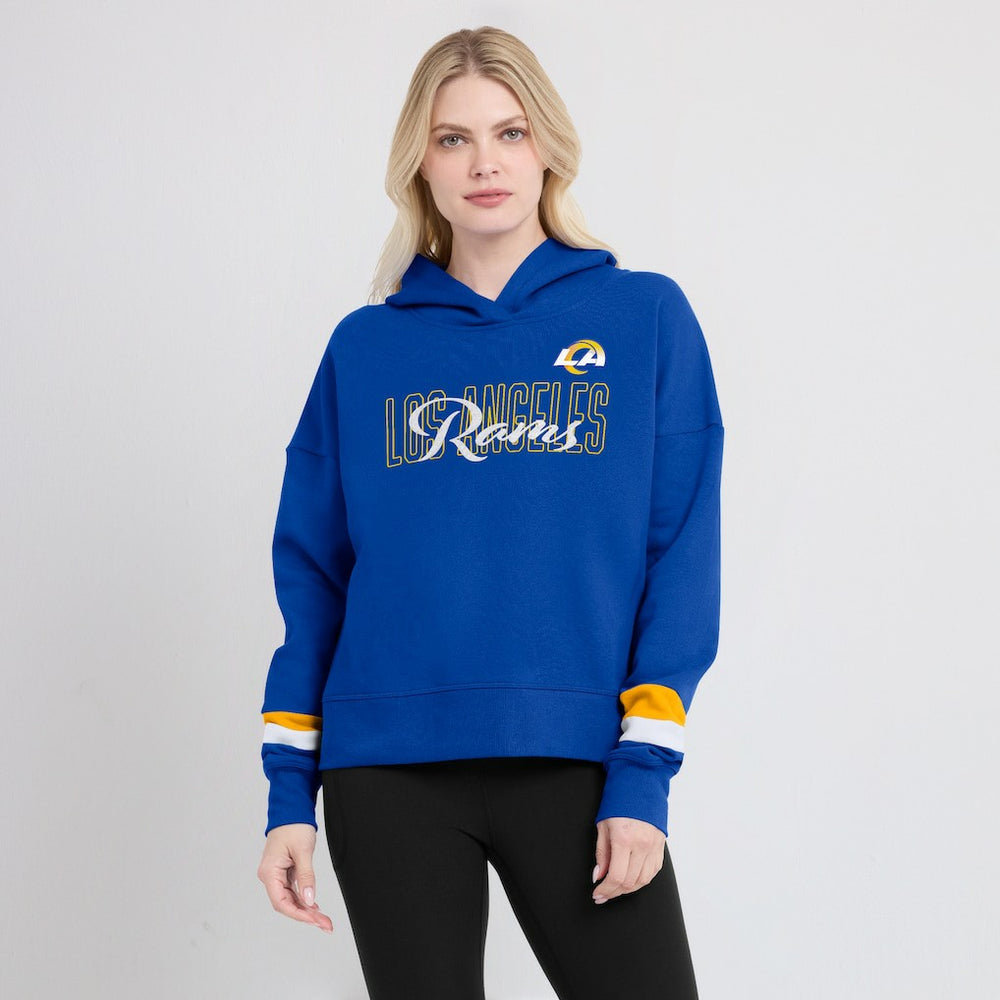 Los Angeles Rams Women's Over Under Pullover Hoodie Royal - Fanatics