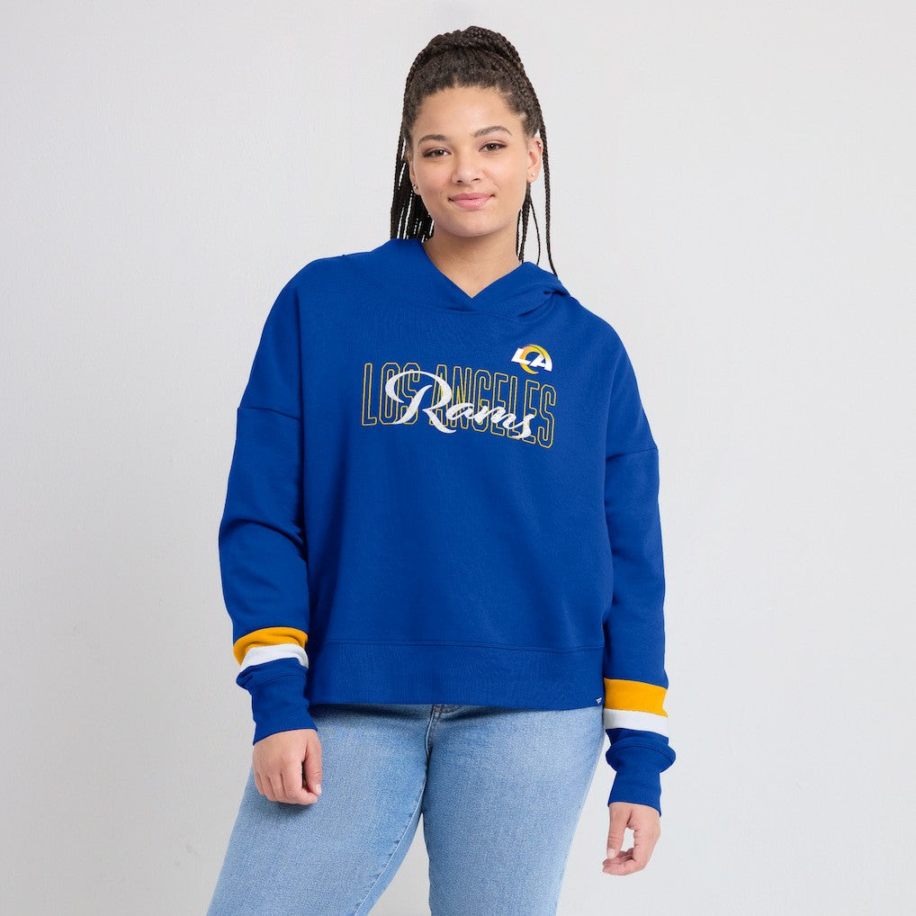 Los Angeles Rams Women's Over Under Pullover Hoodie Royal - Fanatics