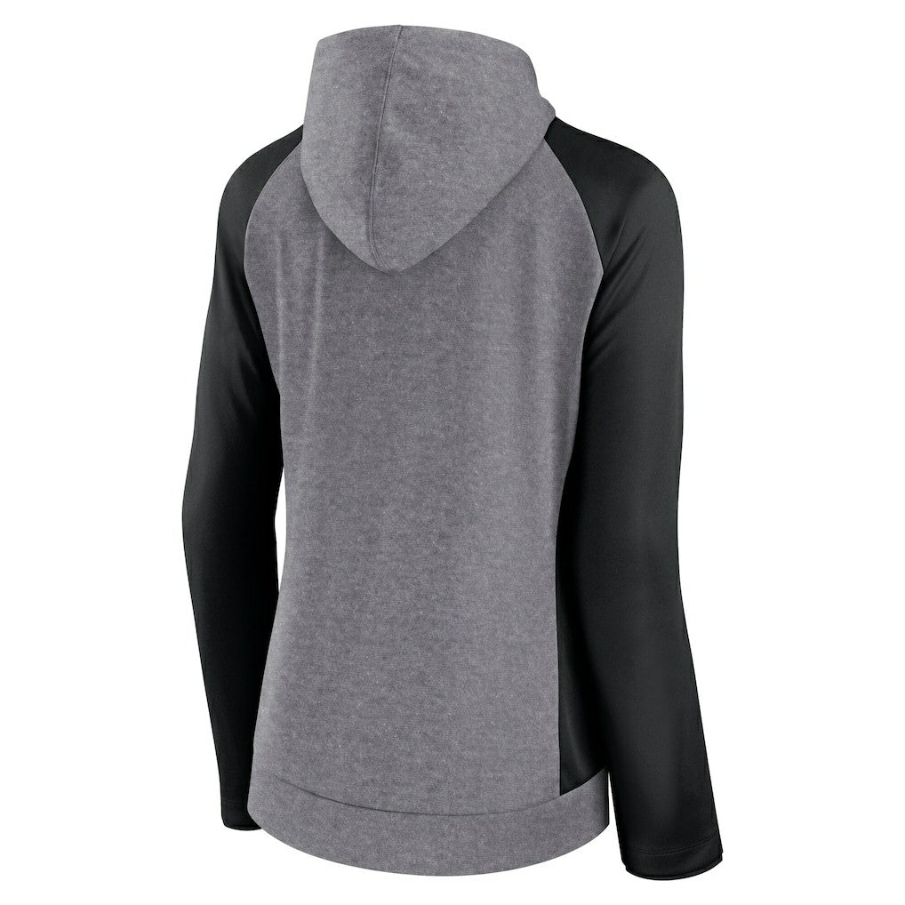 Carolina Panthers Women's Blind Side Lightweight Full-Zip Hoodie Heather Gray/College Black - Fanatics