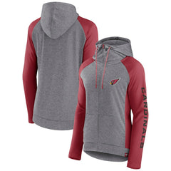 Arizona Cardinals Women's Blind Side Lightweight Full-Zip Hoodie Heather Gray/College Cardinal - Fanatics