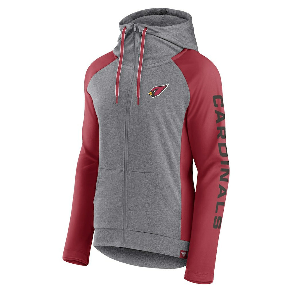 Arizona Cardinals Women's Blind Side Lightweight Full-Zip Hoodie Heather Gray/College Cardinal - Fanatics