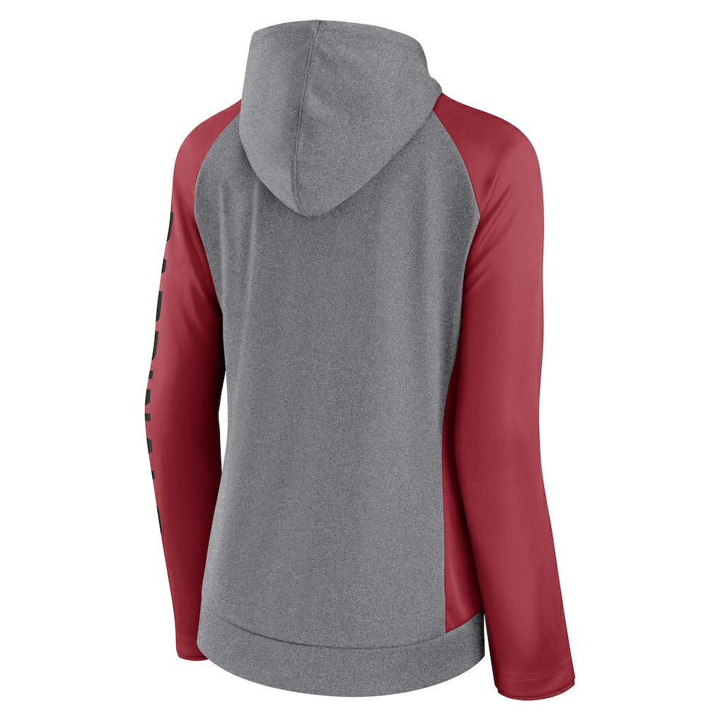 Arizona Cardinals Women's Blind Side Lightweight Full-Zip Hoodie Heather Gray/College Cardinal - Fanatics