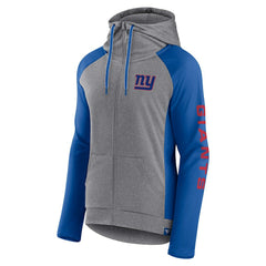 New York Giants Women's Blind Side Lightweight Full-Zip Hoodie Heather Gray/College Royal - Fanatics