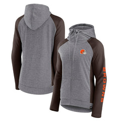 Cleveland Browns Women's Blind Side Lightweight Full-Zip Hoodie Heather Gray/College Brown - Fanatics