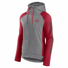 Tampa Bay Buccaneers Women's Blind Side Lightweight Full-Zip Hoodie Heather Gray/College Red - Fanatics