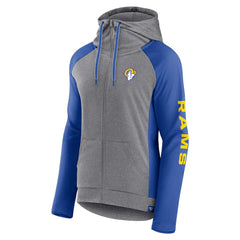 Los Angeles Rams Women's Blind Side Lightweight Full-Zip Hoodie Heather Gray/College Royal - Fanatics