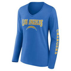 Los Angeles Chargers Women's Wordmark Long Sleeve V-Neck T-Shirt Powder Blue - Fanatics