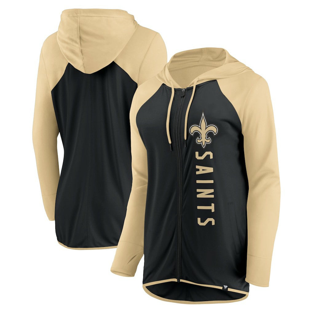 New Orleans Saints Women's Forever Fan Full-Zip Hoodie Black/Gold - Fanatics