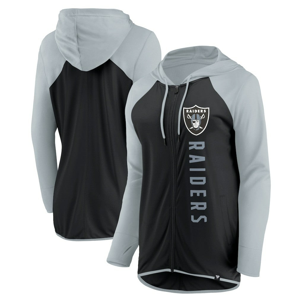 Las Vegas Raiders Women's Forever Fan Full-Zip Hoodie Black/Silver - Fanatics