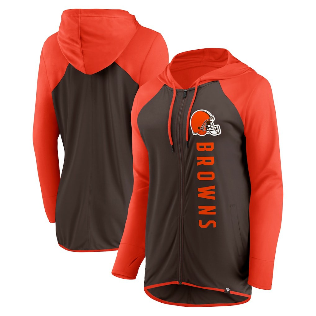 Cleveland Browns Women's Forever Fan Full-Zip Hoodie Brown/Orange - Fanatics