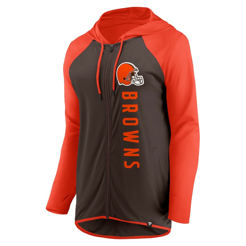 Cleveland Browns Women's Forever Fan Full-Zip Hoodie Brown/Orange - Fanatics