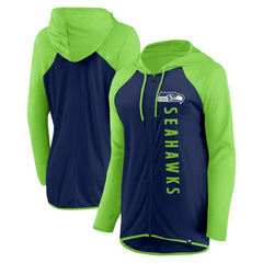 Seattle Seahawks Women's Forever Fan Full-Zip Hoodie College Navy/Neon Green - Fanatics