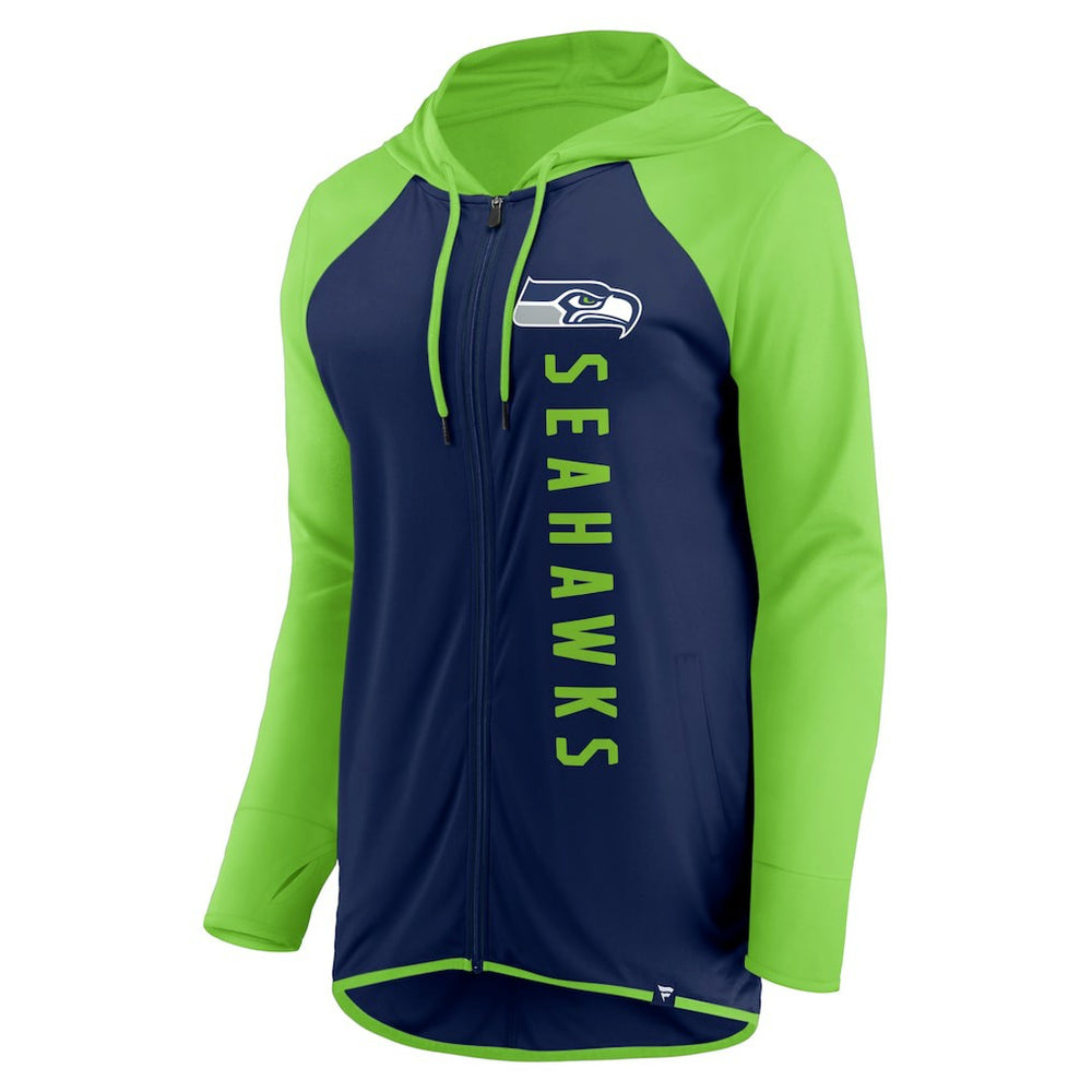 Seattle Seahawks Women's Forever Fan Full-Zip Hoodie College Navy/Neon Green - Fanatics