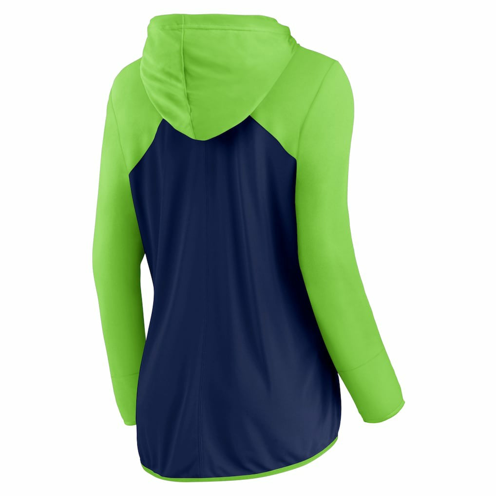 Seattle Seahawks Women's Forever Fan Full-Zip Hoodie College Navy/Neon Green - Fanatics