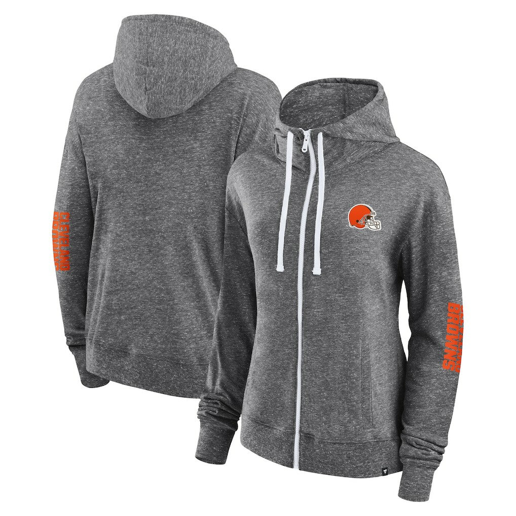 Cleveland Browns Women's Opening Coin Flip Lightweight Full-Zip Hoodie Heather Charcoal - Fanatics