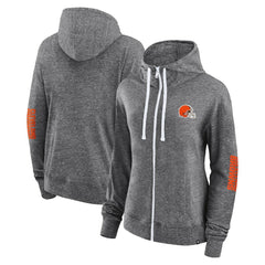 Cleveland Browns Women's Opening Coin Flip Lightweight Full-Zip Hoodie Heather Charcoal - Fanatics