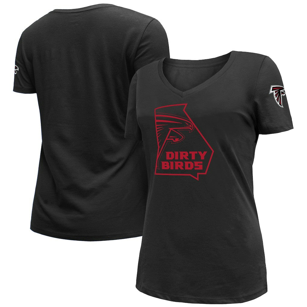 Atlanta Falcons New Era Women's Dirty Birds Kickoff V-Neck T-Shirt Black - NFL