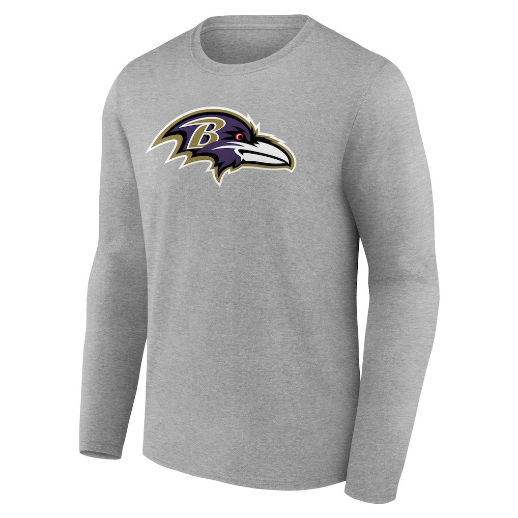 Baltimore Ravens Primary Team Logo Long Sleeve T-Shirt Heather Gray - NFL
