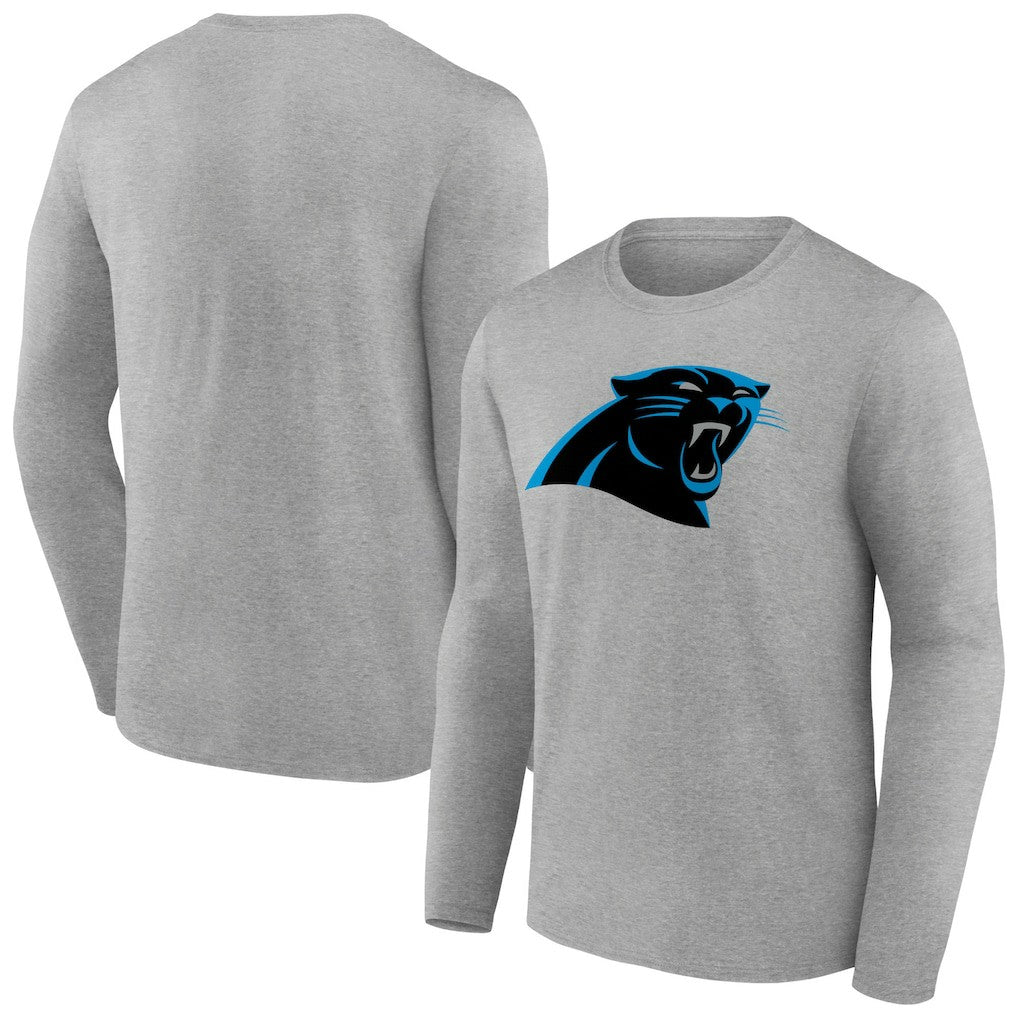 Carolina Panthers Primary Team Logo Long Sleeve T-Shirt Heather Gray - NFL